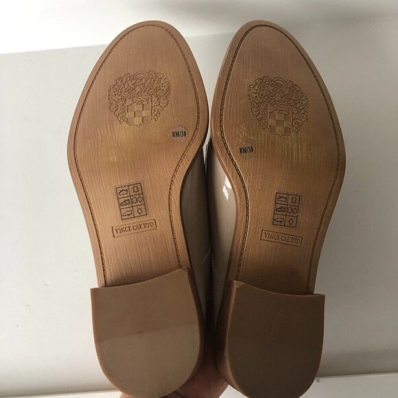 VINCE CAMUTO closed-toe tan patent leather slide/mule lace-up oxford look US 8M - Picture 13 of 15